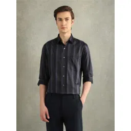 Arrow Grey Cotton Regular Fit Striped Formal Shirt-picture-18