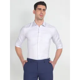 Arrow Grey Cotton Slim Fit Checks Shirt-picture-42