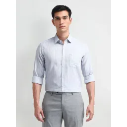 Arrow Grey Cotton Slim Fit Striped Shirt-picture-26