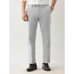 Arrow Grey Polyester Regular Fit Self Formal Trousers-picture-21