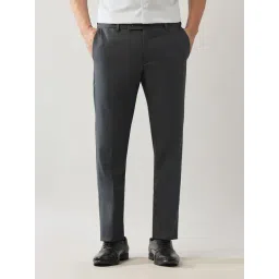 Arrow Grey Polyester Regular Fit Self Formal Trousers-picture-36
