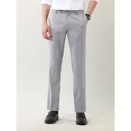 Arrow Grey Polyester Slim Fit Checks Trousers-picture-10