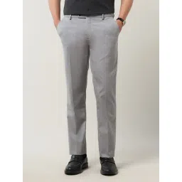 Arrow Grey Polyester Solid Mid Rise Trousers-picture-20