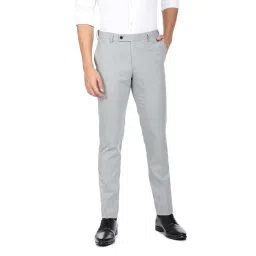 Arrow Grey Regular Fit Flat Front Trousers-picture-12