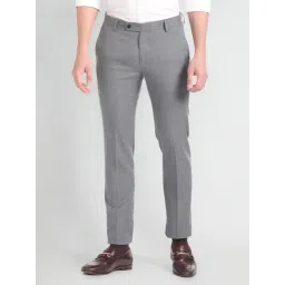 Arrow Grey Regular Fit Self Pattern Trousers-picture-14