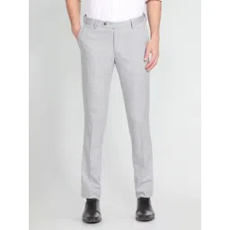 Arrow Grey Regular Fit Self Pattern Trousers-picture-30
