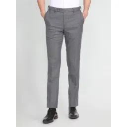 Arrow Grey Regular Fit Self Pattern Trousers-picture-37