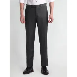 Arrow Grey Regular Fit Self Pattern Trousers-picture-44