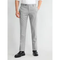 Arrow Grey Slim Fit Printed Trousers-picture-37