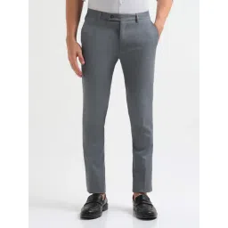 Arrow Grey Slim Fit Self Pattern Trousers-picture-17
