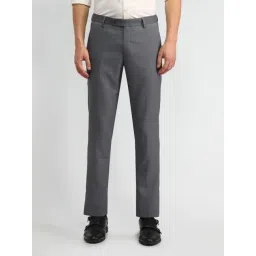 Arrow Grey Slim Fit Texture Trousers-picture-42