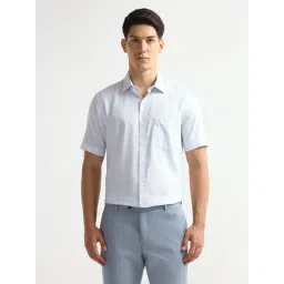 Arrow Light Blue Cotton Regular Fit Self Pattern Shirt-picture-16