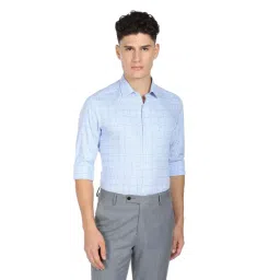 Arrow Light Blue Cotton Slim Fit Checks Shirt-picture-48