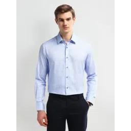 Arrow Light Blue Cotton Slim Fit Self Pattern Shirt-picture-28