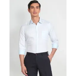 Arrow Light Blue Cotton Slim Fit Self Pattern Shirt-picture-29