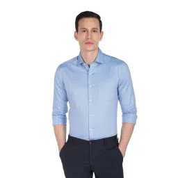 Arrow Light Blue Cotton Slim Fit Texture Shirt-picture-27