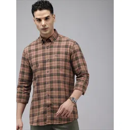 Arrow Manhattan Slim Fit Checked Button-Down Collar Pure Cotton Casual Shirt-picture-40