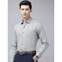 Arrow Manhattan Slim Fit Geometric Printed Pure Cotton Formal Shirt-picture-39