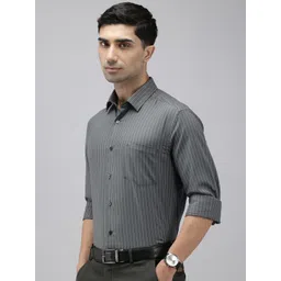 Arrow Manhattan Slim Fit Self Striped Pure Cotton Formal Shirt-picture-21