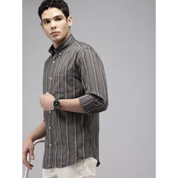 Arrow Manhattan Slim Fit Striped Button-Down Collar Pure Cotton Casual Shirt-picture-26