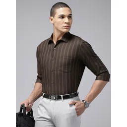 Arrow Manhattan Slim Fit Striped Pure Cotton Formal Shirt-picture-17