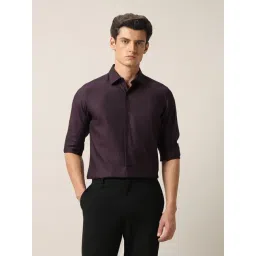 Arrow Maroon Cotton Regular Fit Self Pattern Shirt-picture-17