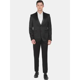 Arrow Men Black Solid Single-Breasted Two-Piece Suit-picture-11