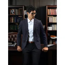 Arrow Men Blue & Grey Checked Single-Breasted Casual Blazer-picture-30