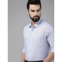 Arrow Men Blue Checked Original Slim Fit Pure Cotton Formal Shirt image 1