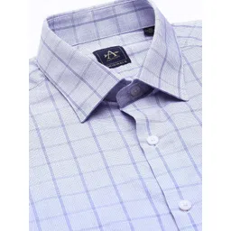 Arrow Men Blue Checked Original Slim Fit Pure Cotton Formal Shirt image 2