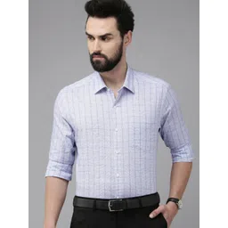 Arrow Men Blue Checked Original Slim Fit Pure Cotton Formal Shirt image 5