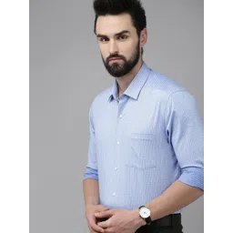 Arrow Men Blue Micro Checked Original Slim Fit Pure Cotton Formal Shirt-picture-12