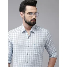 Arrow Men Blue Original Slim Fit Checked Pure Cotton Formal Shirt-picture-14