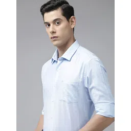 Arrow Men Blue Original Slim Fit Micro Checks Opaque Pure Cotton Formal Shirt-picture-20