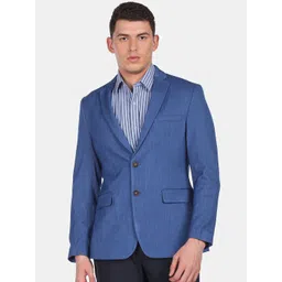 Arrow Men Blue Solid Slim-Fit Single-Breasted Formal Blazer-picture-17