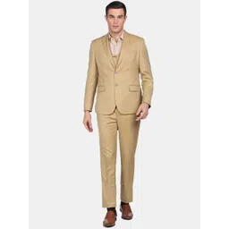 Arrow Men Brown Solid Single-Breasted Three-Piece Formal Suit-picture-19