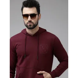 Arrow Men Burgundy Brand Logo Placement Print Hooded Sweatshirt-picture-17