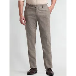 Arrow Men Checked Classic Slim Fit Regular Trousers-picture-27