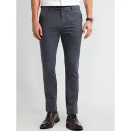 Arrow Men Checked Classic Slim Fit Trousers-picture-24