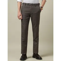 Arrow Men Checked Slim Fit Mid-Rise Formal Trousers-picture-17