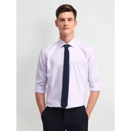 Arrow Men Classic Spread Collar Vertical Striped Cotton Formal Shirt-picture-35