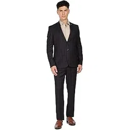 arrow Men Dark Brown Tailored Regular Fit Tartan Check Two Piece Suit-picture-30