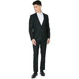 arrow Men Dark Green Tailored Regular Fit Tartan Check Two Piece Suit-picture-17