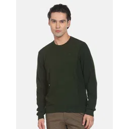 Arrow Men Green Solid Pullover-picture-37