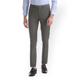 Arrow Men Grey Tapered Fit Self Design Formal Trousers-picture-38