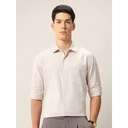 Arrow Men Liberty Classic Fit Textured Spread Collar Pure Cotton Formal Shirt-picture-35