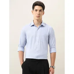 Arrow Men Manhattan Slim Fit Textured Pure Cotton Formal Shirt-image-43