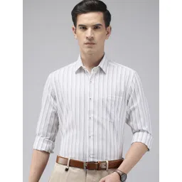 Arrow Men Manhattan Slim Fit Vertical Striped Pure Cotton Formal Shirt-picture-16