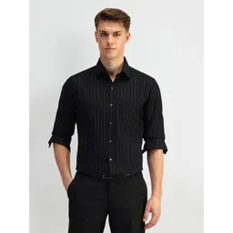 Arrow Men Manhattan Spread Collar Vertical Striped Cotton Slim Fit Formal Shirt-picture-40