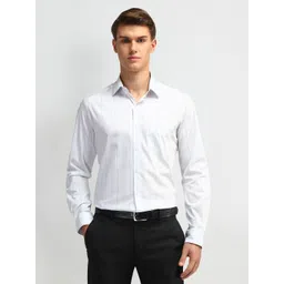 Arrow Men Manhattan Spread Collar Vertical Striped Cotton Slim Fit Formal Shirt-picture-14